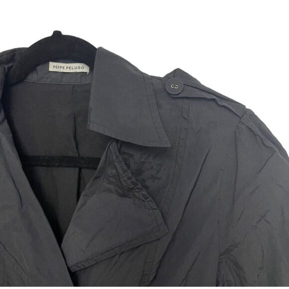 Peppe Peluso Women's Long Sleeve Black Trench Coat Size S - Picture 5 of 14